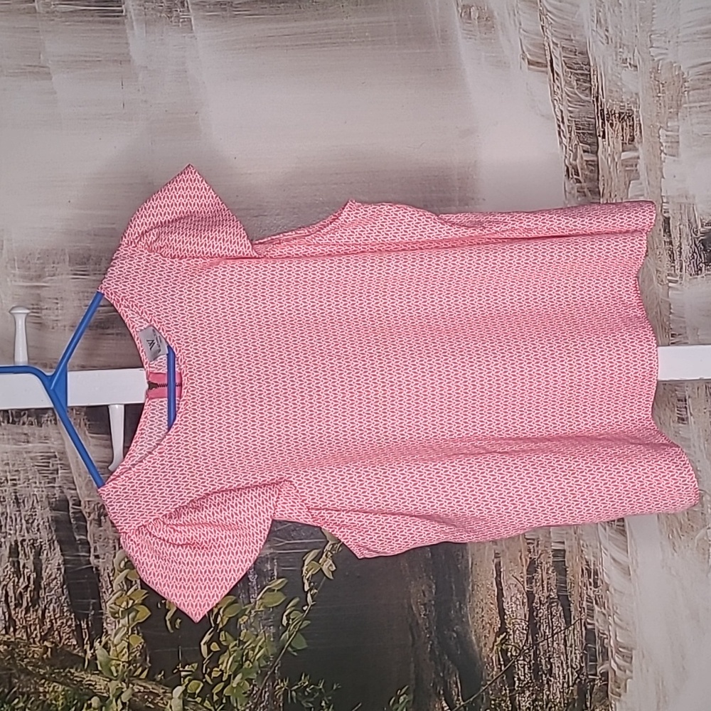 Worthington Womens Petite Large classy sharp pink cap sleeve blouse top